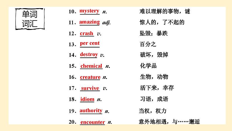 高中英语必修一册 Unit 5 词汇 PPT课件第4页