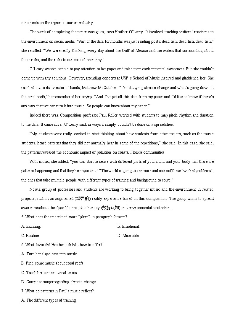 湖南省长沙市长郡中学2024届高三下学期考前保温卷（二）英语试题（Word版附解析）03