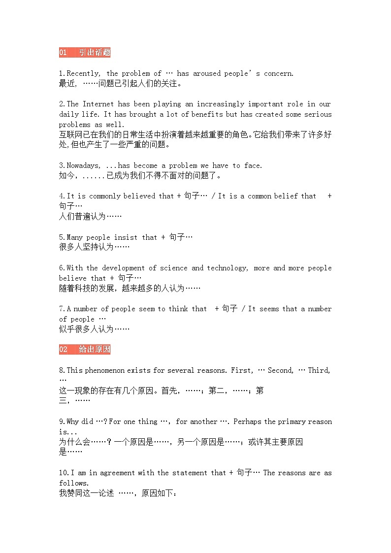 高中英语考试60个写作万能句型第1页