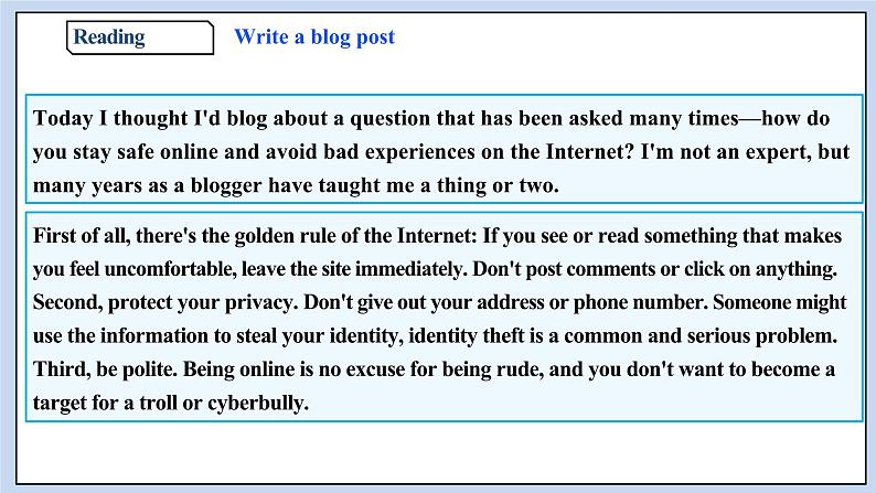 高中英语新人教必修二Unit3 The Internet Period 4 Reading for Writing课件第7页
