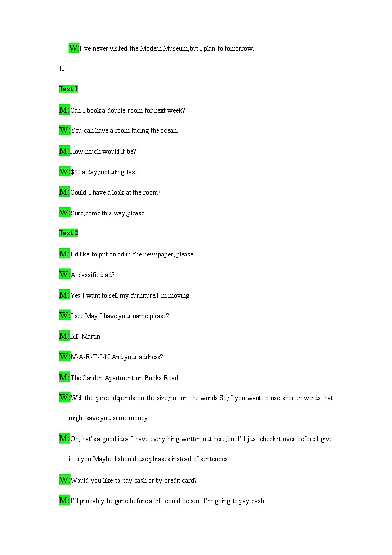备考2024新高考英语听力 01(音频+试题+答案+文本)02