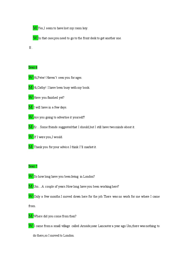 备考2024新高考英语听力(答案+文本) 07第2页