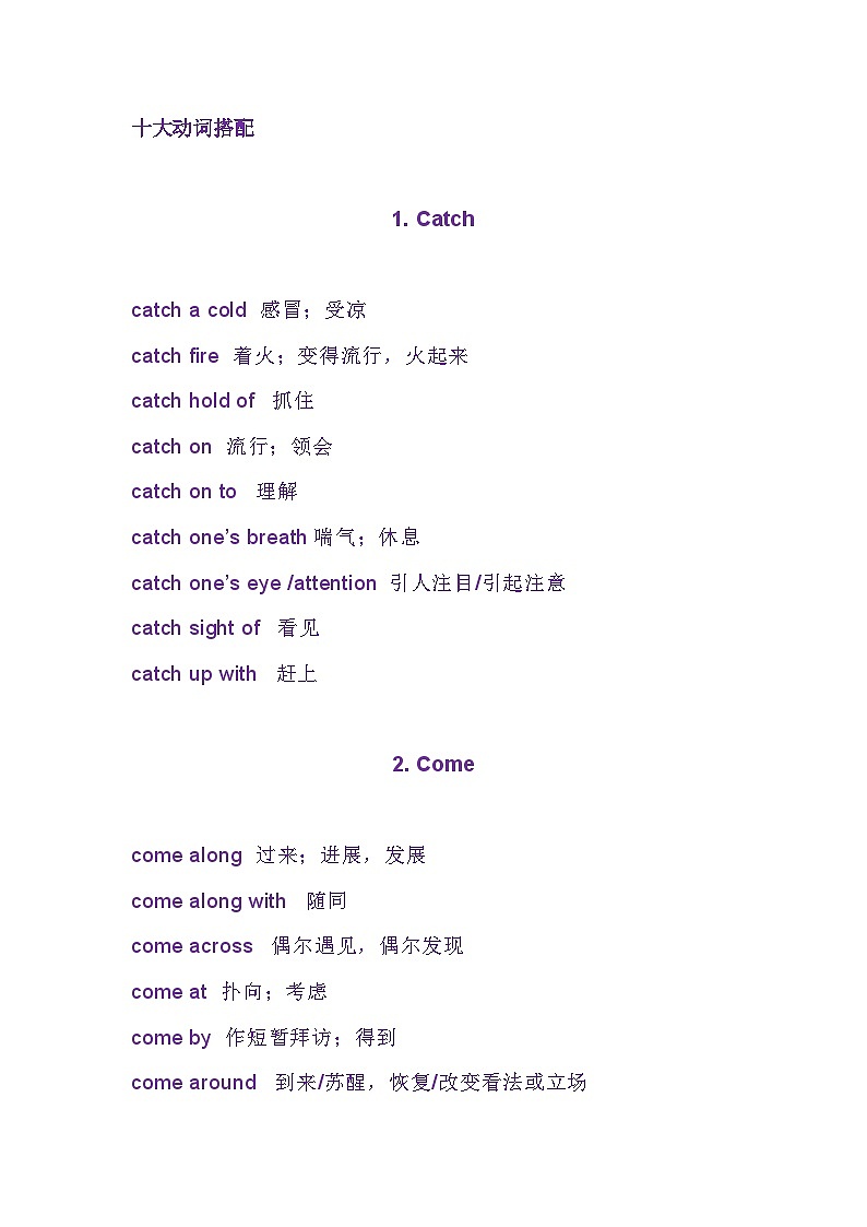 高中英语考试十大动词搭配第1页