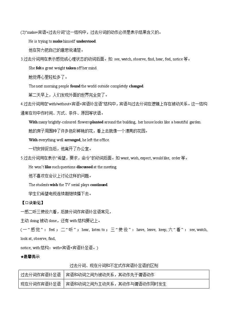 02 必修二 Unit 4 过去分词作定语和宾语（语法精讲精练）（原卷版）2023-2024学年高一英语下学期期末复习高效突破（人教版2019）第3页