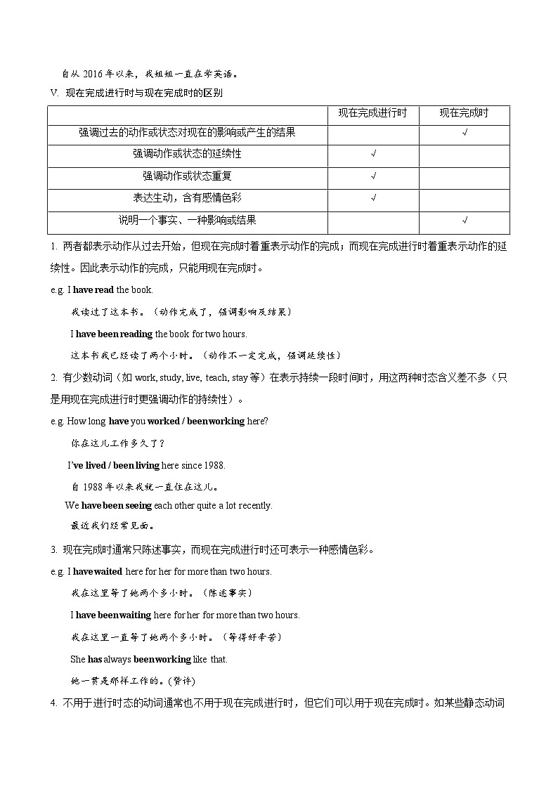 06 选择性必修三 Unit 4语法：语法精讲精练--现在完成进行时（原卷版）2023-2024学年高二英语下学期期末复习高效突破（人教版2019）第3页