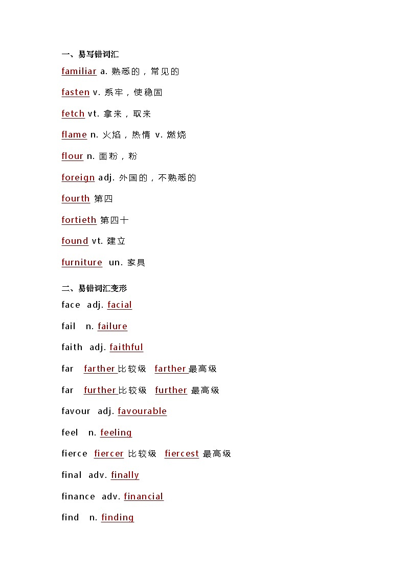 高中英语考试重点词汇综合复习01