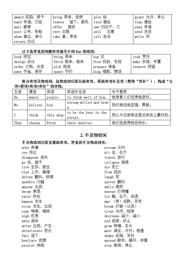 高中英语2025届高考语法复习动词的分类知识讲解02