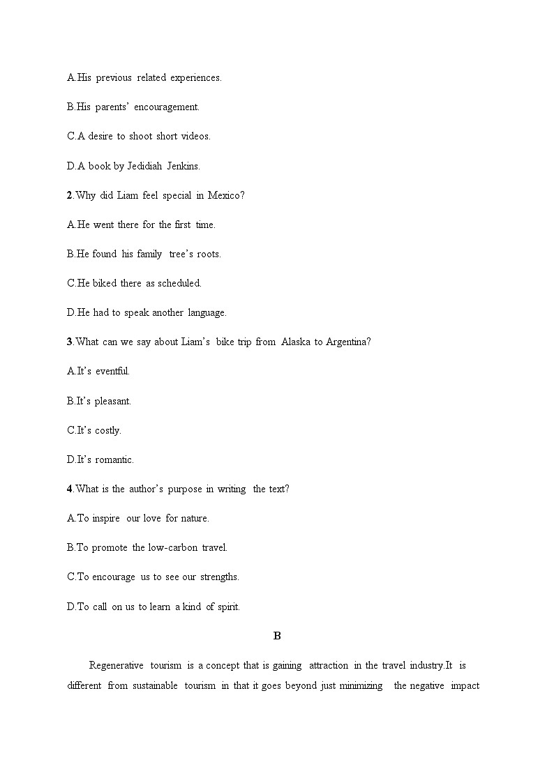 人教版高考英语一轮复习必修第1册UNIT2 TRAVELLING AROUND练习含答案第2页