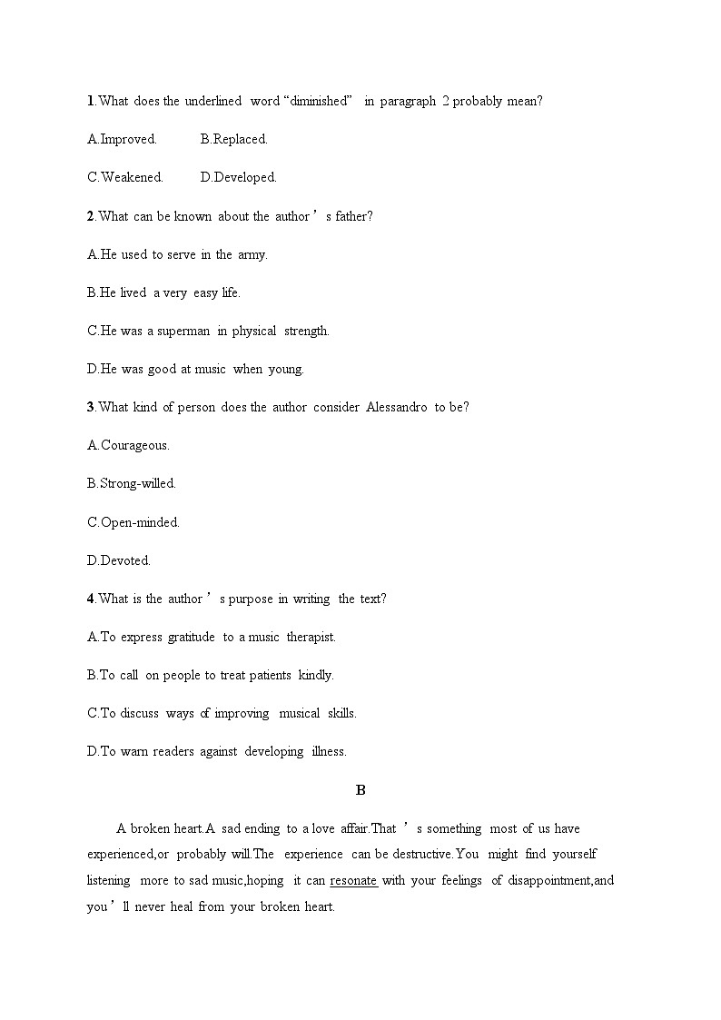 人教版高考英语一轮复习必修第2册UNIT5 MUSIC练习含答案第2页