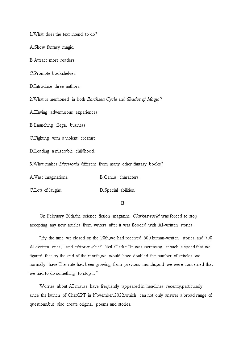 人教版高考英语一轮复习选择性必修第4册UNIT1 SCIENCE FICTION练习含答案第2页