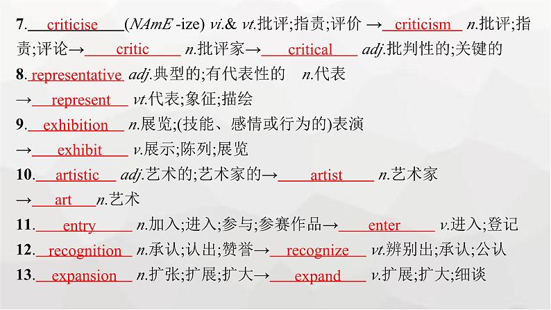 人教版高考英语一轮复习选择性必修3UNIT1 ART课件07