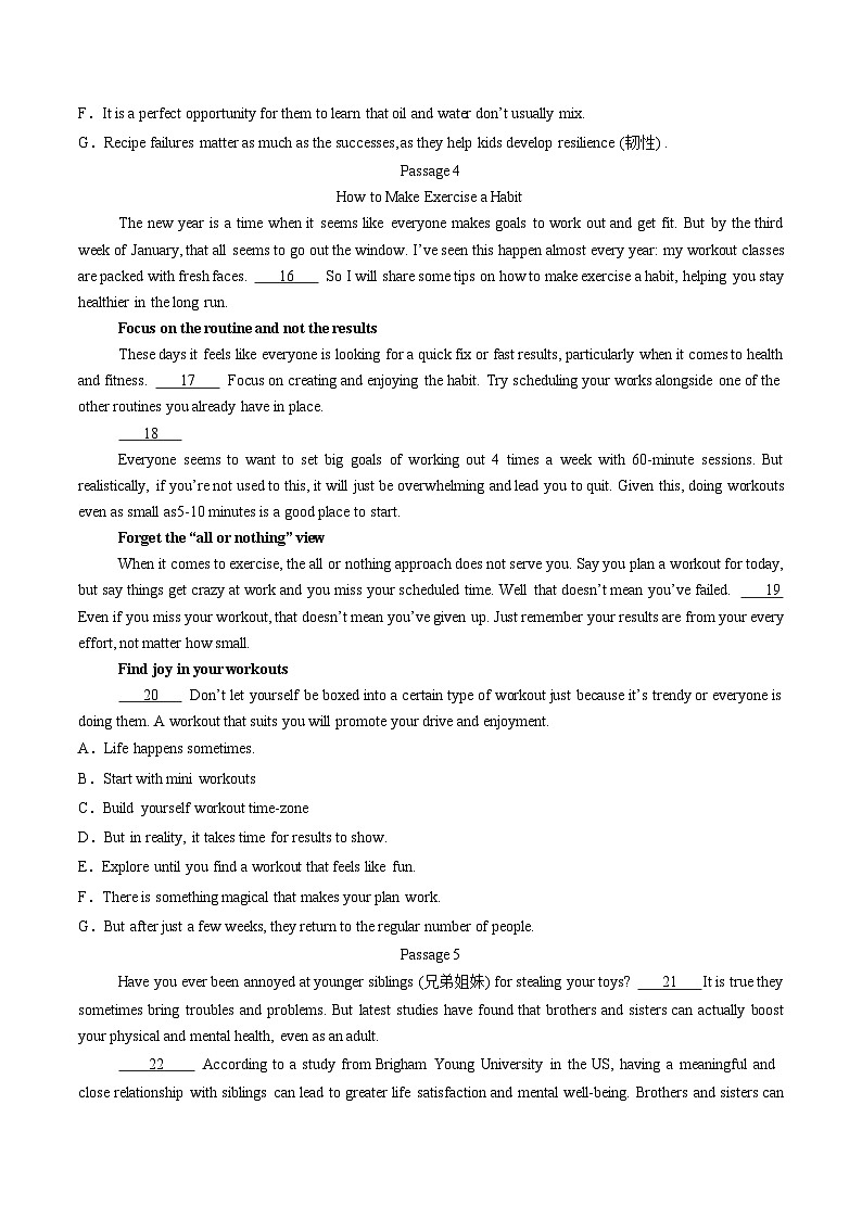 暑假作业 09 高二英语阅读七选五20篇-【暑假分层作业】2024年高二英语暑假培优练（人教版2019）03