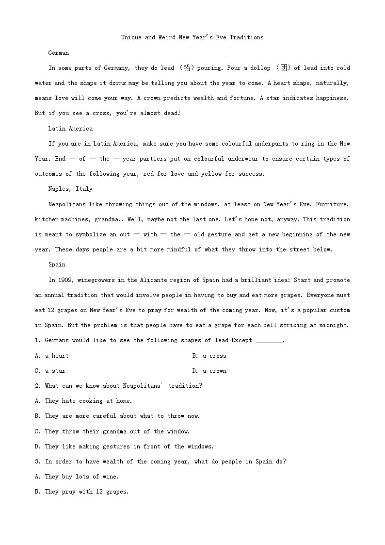 四川省攀枝花市2023-2024学年高一英语上学期第二次月考试题（Word版附解析）03