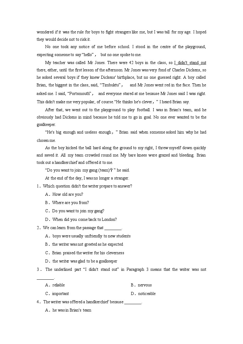 专题18.Welcome unit写作与阅读（教师版+学生版）--（人教版高中英语）03