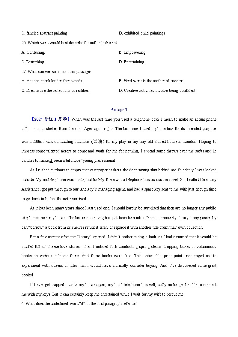 专题 13 阅读理解记叙文（学生卷）--十年（2015-2024）高考真题英语分项汇编（全国通用）03