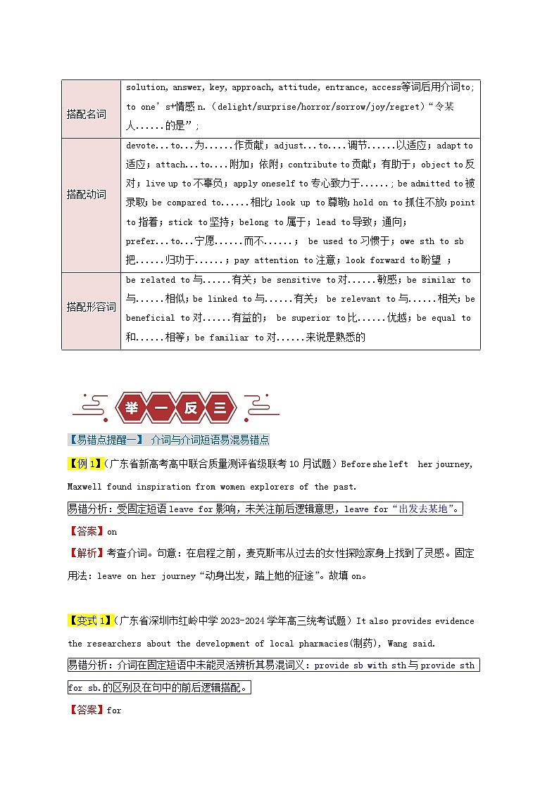 新高考专用备战2024年高考英语易错题精选易错点05介词和介词短语3大陷阱教师版02