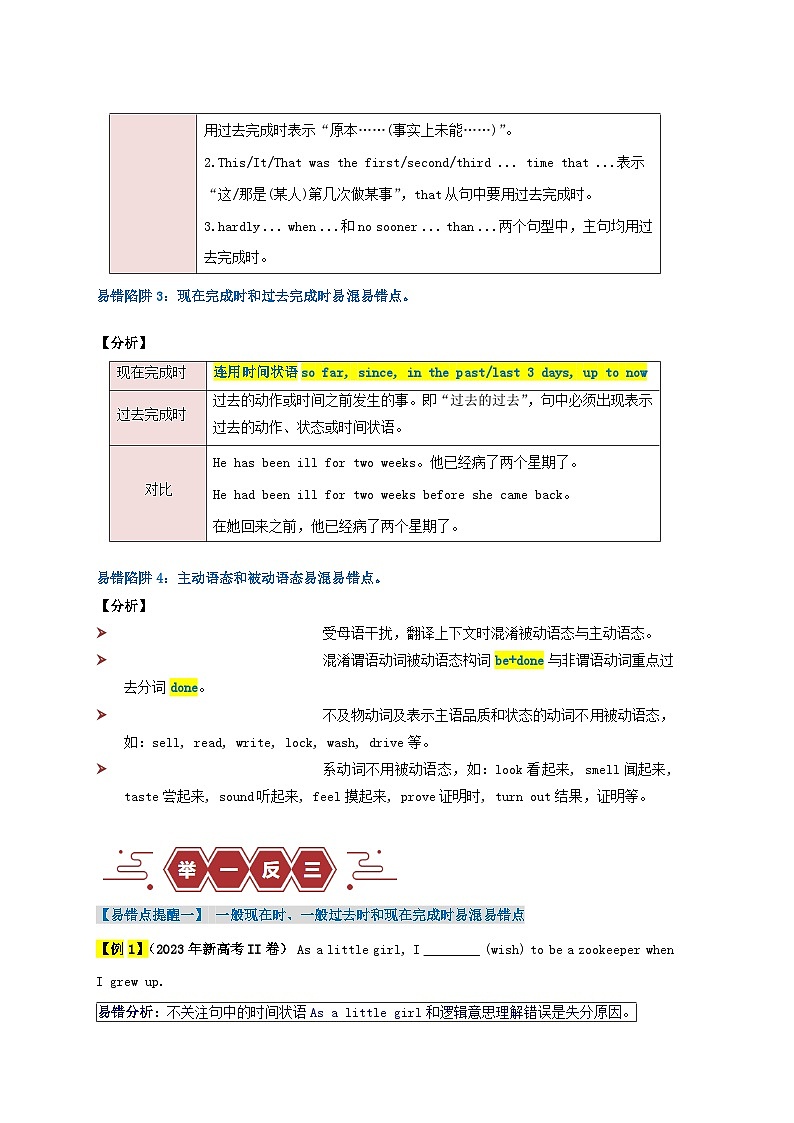新高考专用备战2024年高考英语易错题精选易错点07动词的时态和语态4大陷阱教师版02