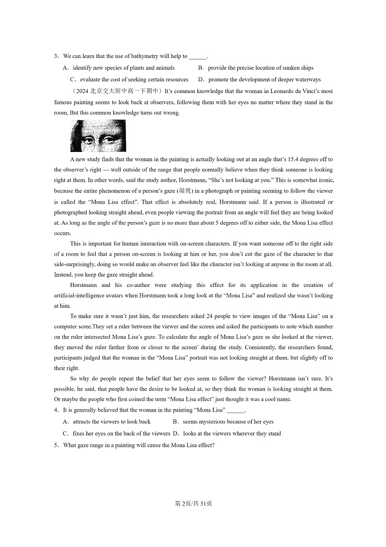 [英语]2024北京重点校高一下学期期中英语真题分类汇编：阅读理解C篇02