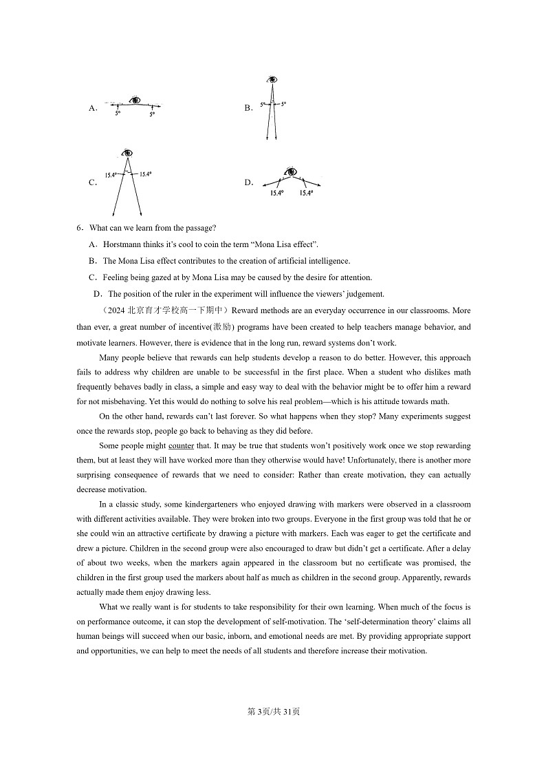 [英语]2024北京重点校高一下学期期中英语真题分类汇编：阅读理解C篇03