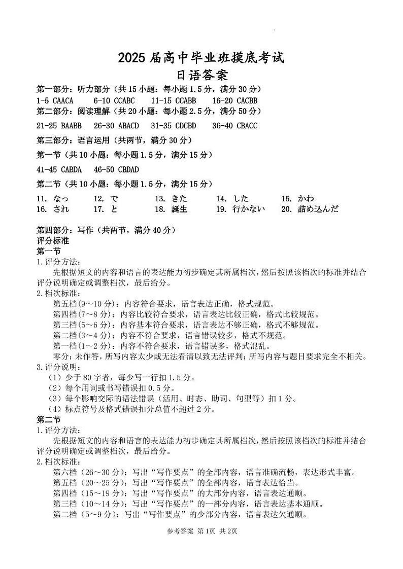 高三日语-答案第1页