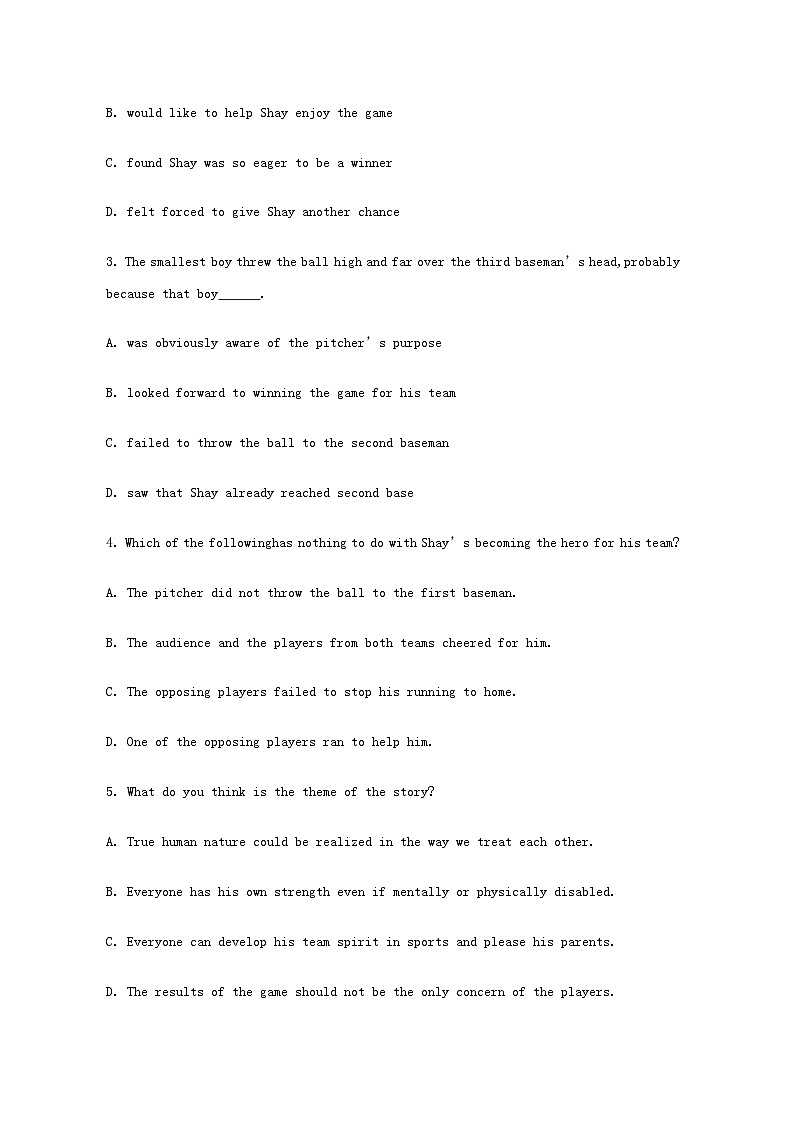 高考英语完形填空和阅读理解一轮练习（5）第3页