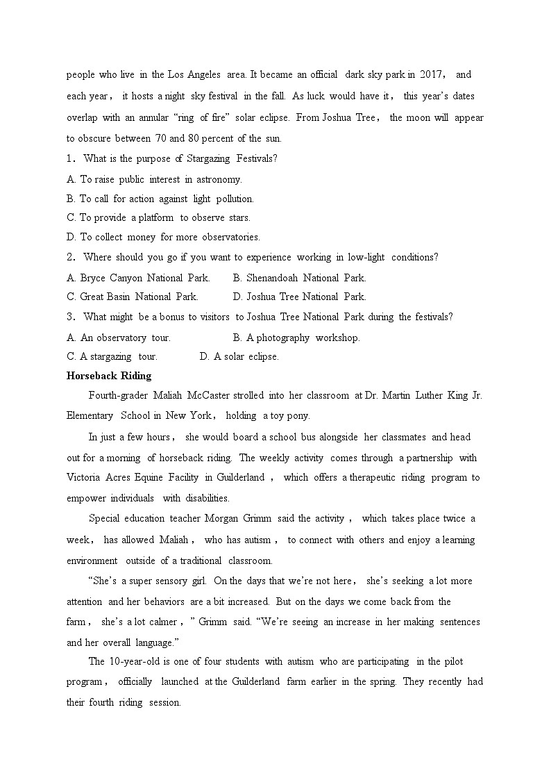 北京市2024届高三上学期入学定位考试英语试卷(含答案)02