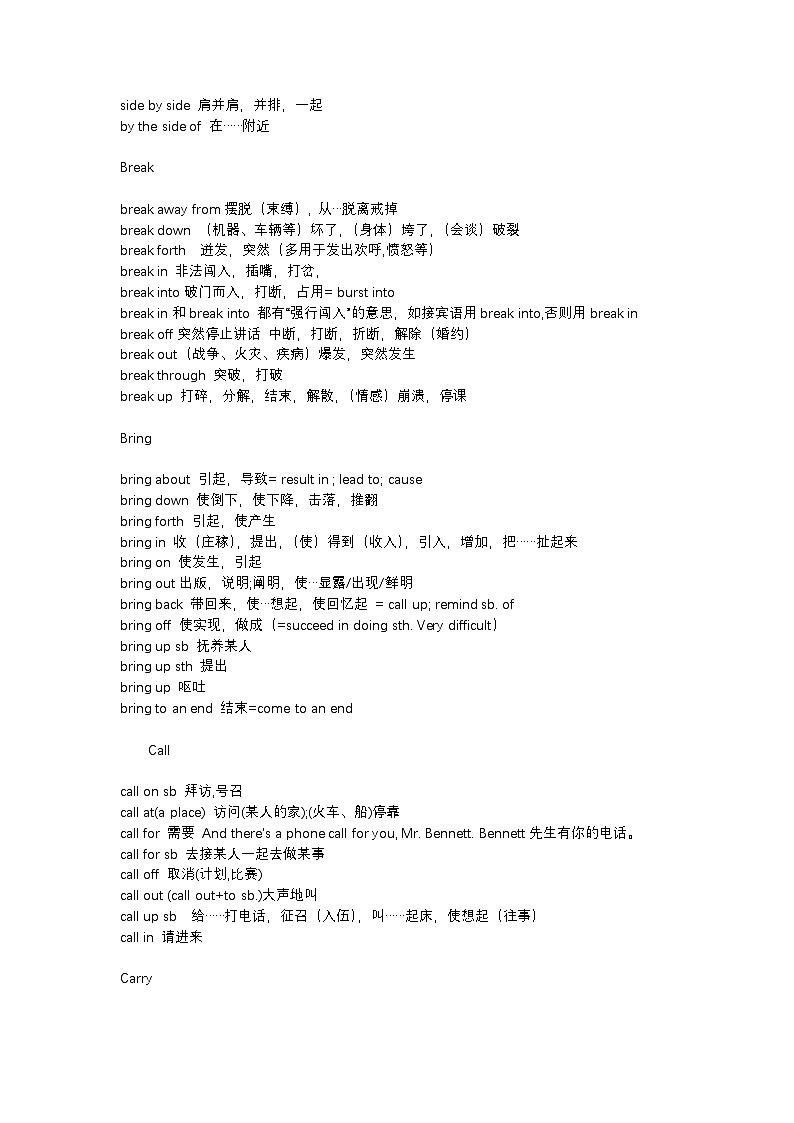 高中英语考试核心单词固定搭配总结第3页