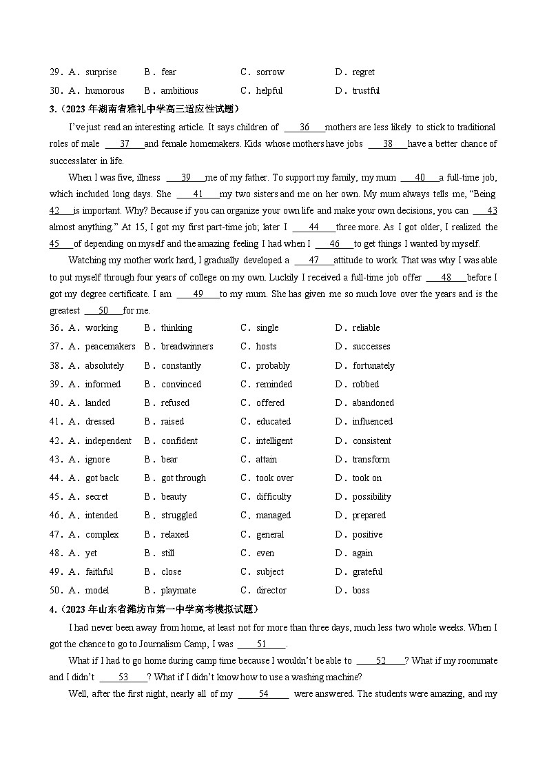 第1讲 完形填空记叙文（练）-2025年高考英语一轮复习讲练测（新教材新高考)（原卷版）第3页