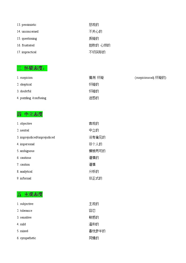 课件 专题04 观点态度类词汇-2025年高考英语快速提⾼阅读能⼒之⾼频主题词块速记第2页