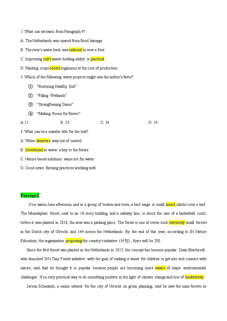 03【生态环保、自然灾害类】阅读理解9篇+完形填空1篇（原卷版）-高考英语快速提⾼阅读能⼒之⾼频主题词块速记第2页