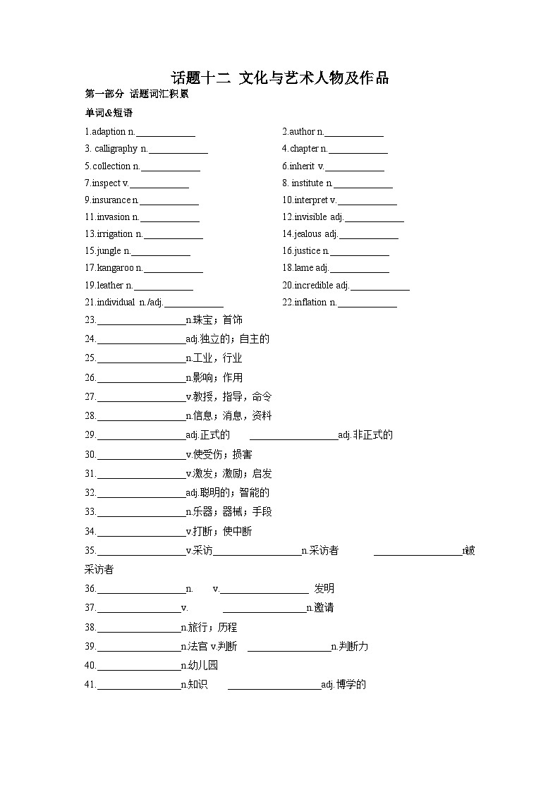 专题12 文化与艺术人物及作品01