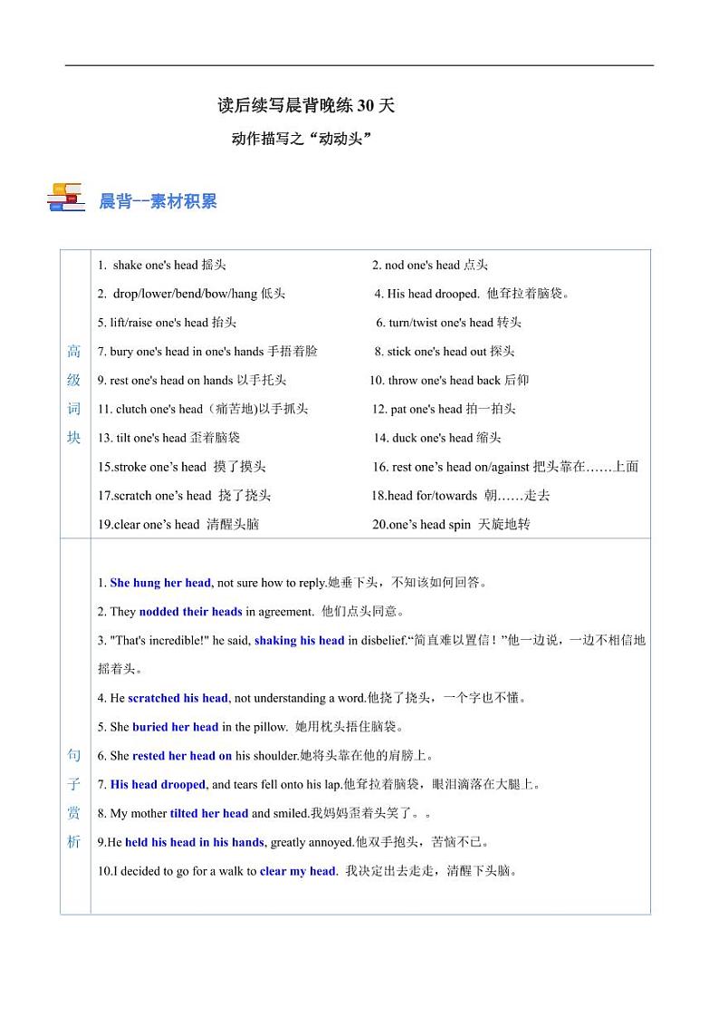 专题27_动作描写之_”动动头“第1页