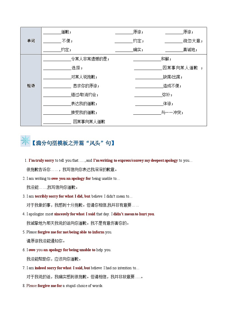 题型11 道歉信（答题模板与解题技巧）（原卷版+解析版）02