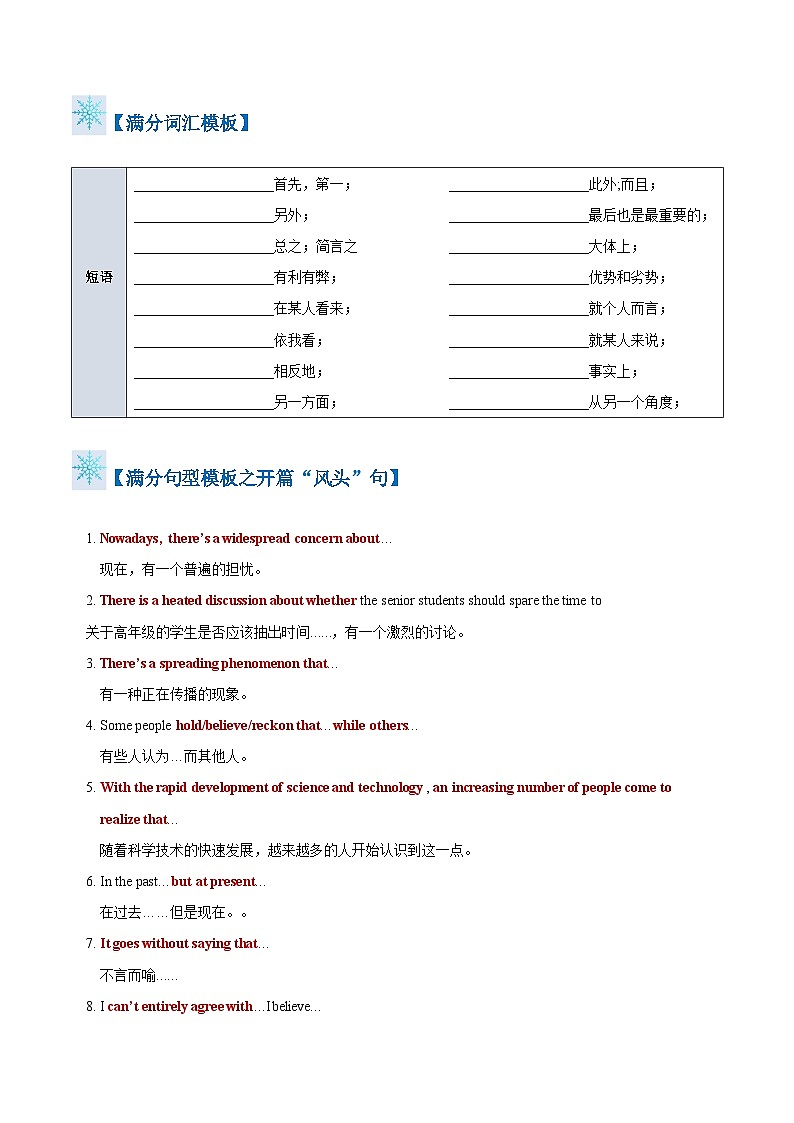题型15 议论文（答题模板与解题技巧）-备战2025年高考英语答题技巧与模板构建 （原卷版）第2页