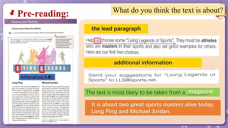 【人教版】英语必修一 Unit 3  Sports and Fitness  Reading and Thinking课件08