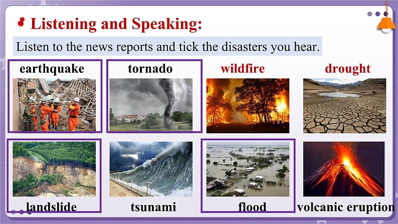 【人教版】英语必修一 Unit 4　Natural Disasters  Listening and Speaking 课件07