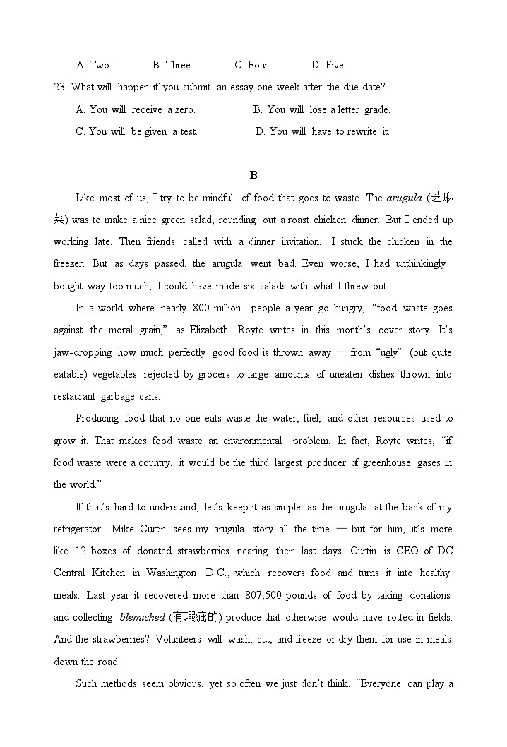 2022新高考Ⅰ卷英语高考真题（含答案）02