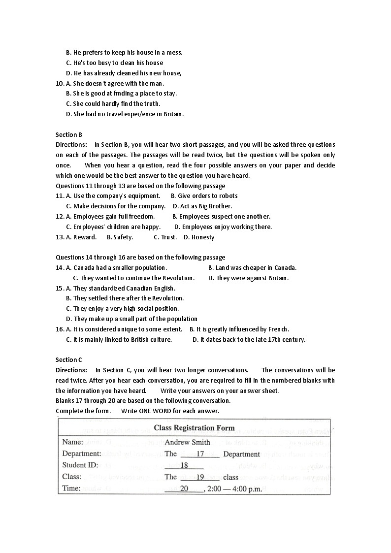 2012年高考英语试卷（上海）（秋考）真题及答案解析（含听力mp3）02