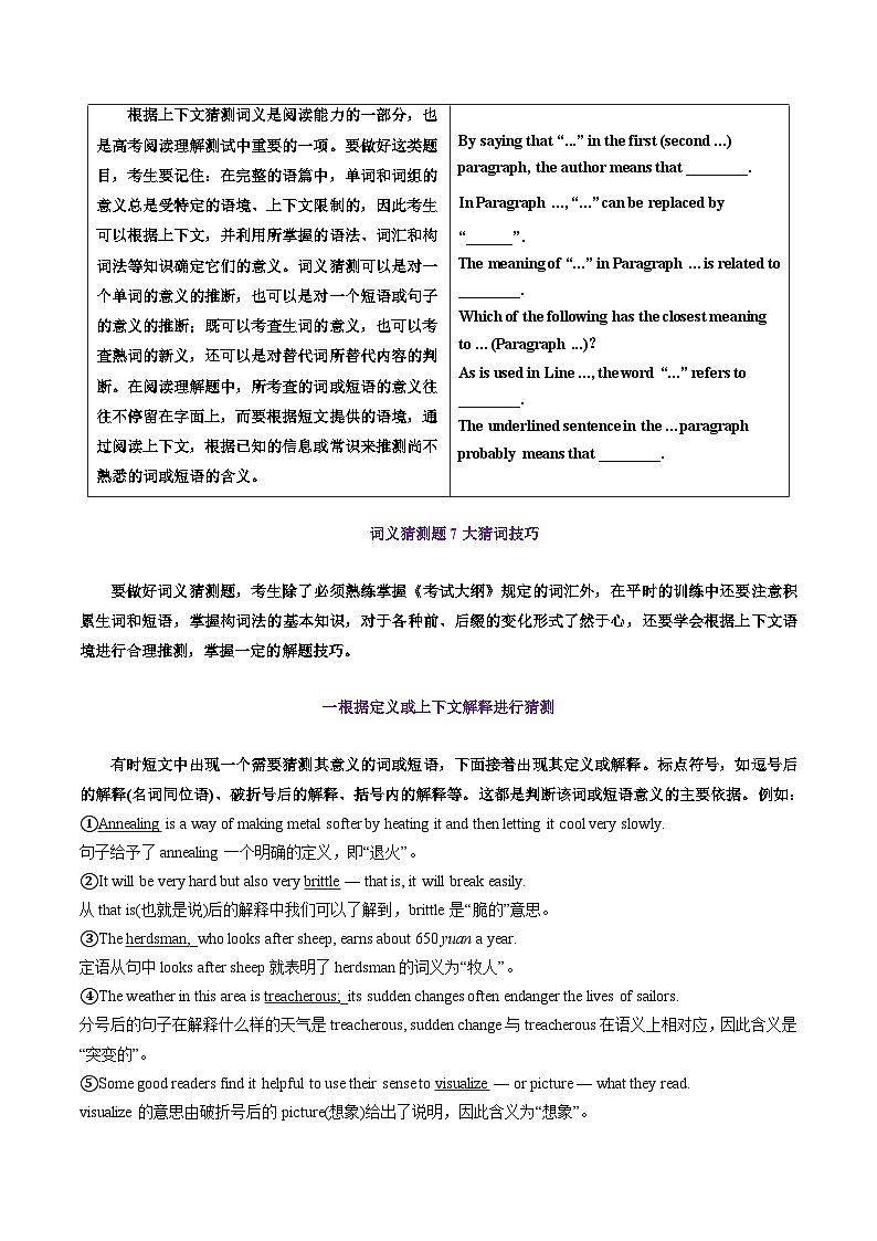 专题46.词义猜测题——上下文中求答案（学生版）---2025届高三英语总复习 （通用版）第2页