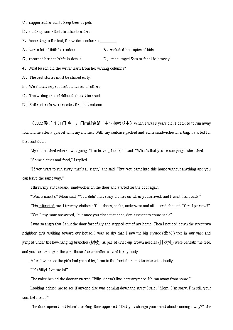 Unit 3 单元话题阅读理解练习-2024-2025学年高一英语必修第一册单元重难点易错题精练（外研版2019）02