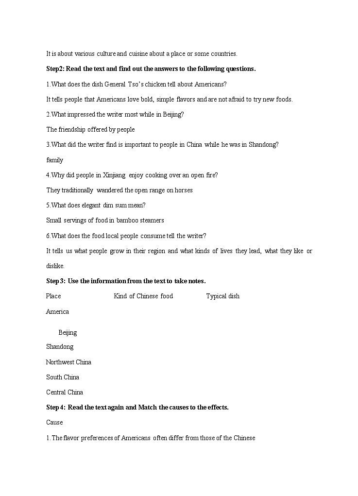 Unit 3  Food and culture Period 1 Reading and thinking 教学设计-高中英语人教版选修二02