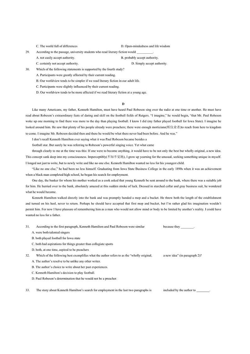 [英语]河北省部分地区2024～2025学年高二上学期开学考试英语试卷(有答案)第3页