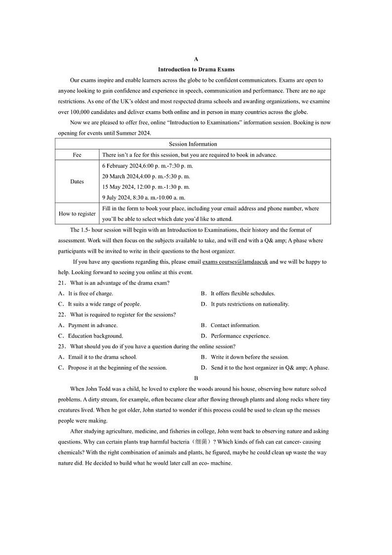 [英语]山东省菏泽市成武县伯乐高级中学2024～2025学年高二上学期开学考试英语试题(有答案)第3页