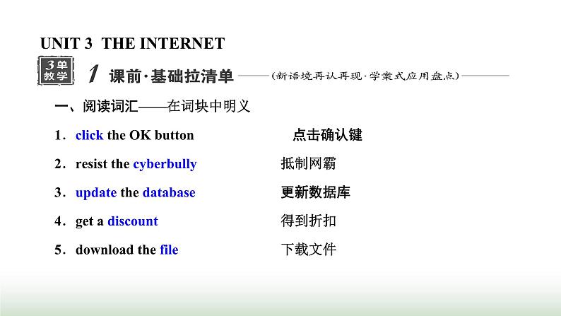 新课标高考英语一轮复习必修第二册UNIT3 THE INTERNET课件01