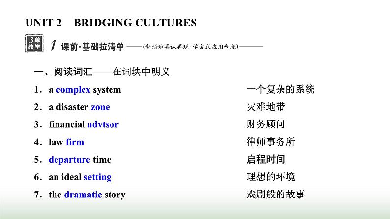 新课标高考英语一轮复习选择性必修第二册UNIT2 BRIDGING CULTURES课件01