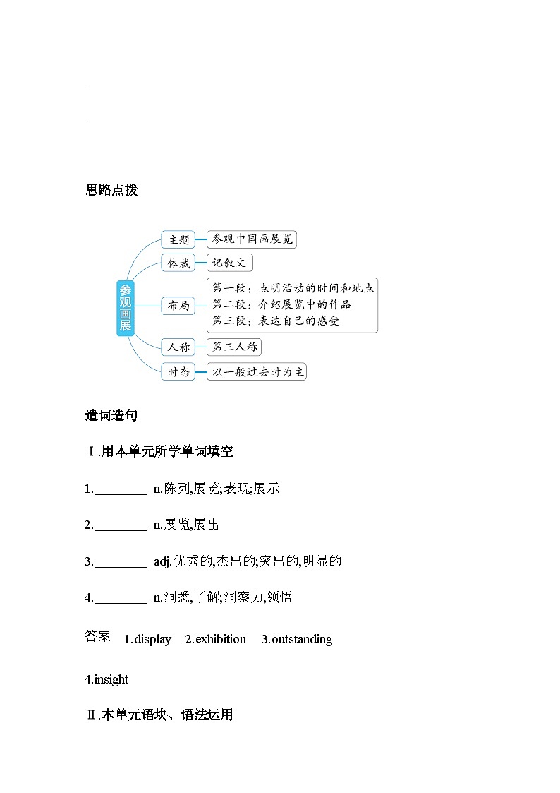 译林版高中英语选择性必修第一册Unit3 The art of painting Part 4 Writing练习含答案第2页