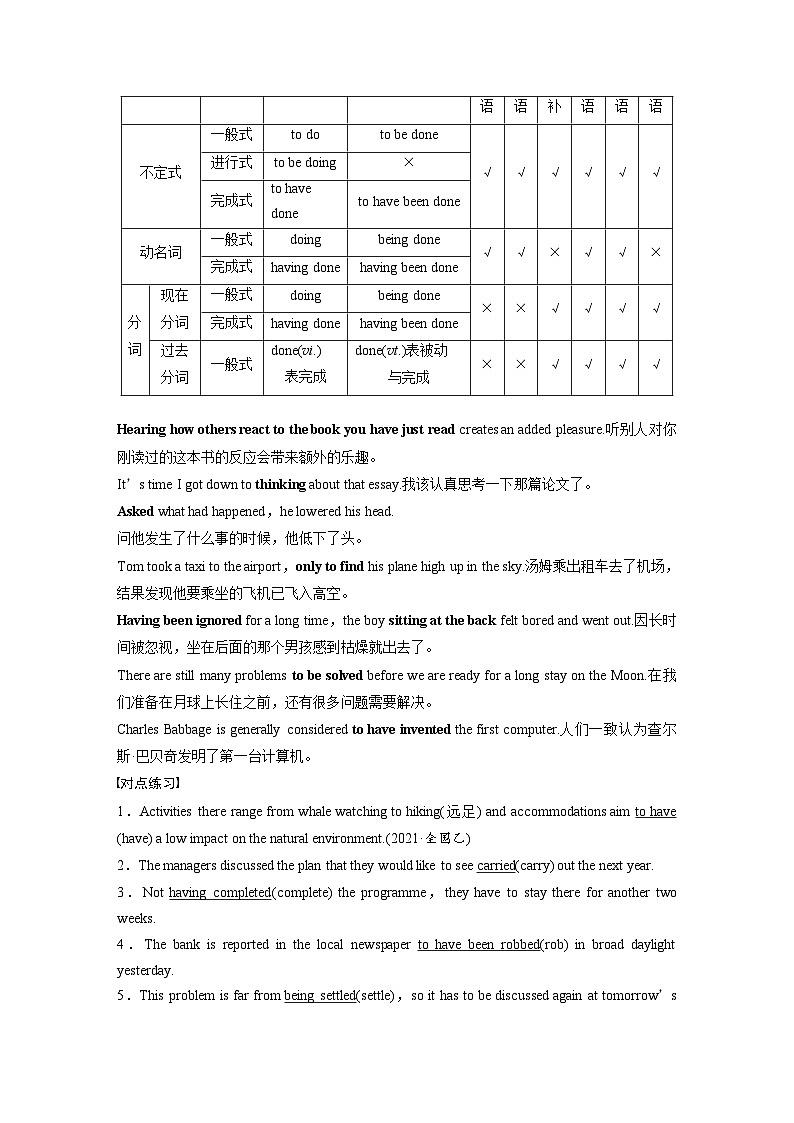（北师大版）新高考英语一轮复习讲义语法专题专题一　第二讲　非谓语动词02