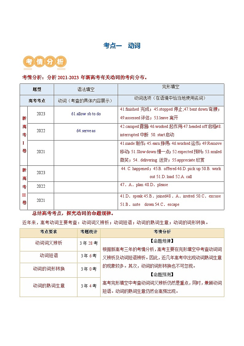 新高考英语二轮复习讲练测专题03  动词、介词（讲义）（2份打包，原卷版+解析版）02