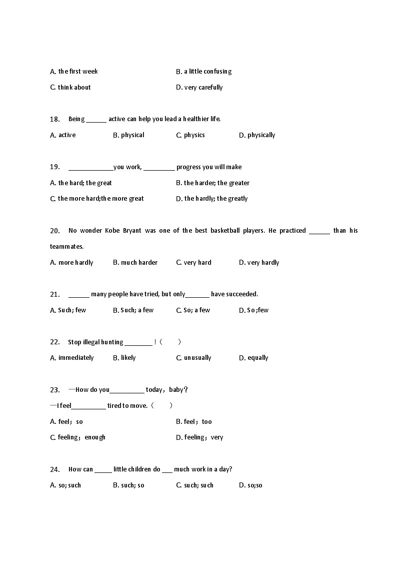 新高考英语二轮复习语法专项练习单选100题-副词（2份打包，原卷版+解析版）03