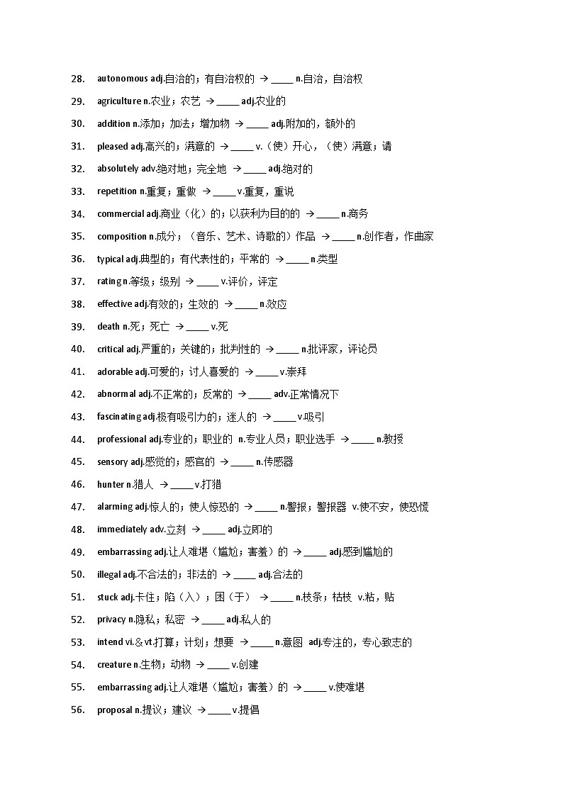新高考英语二轮复习语法专项练习单选100题-构词法-转化法-学生版第2页
